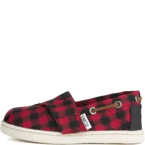 Tiny Toms: Bimini Black/Red Plaid Flats