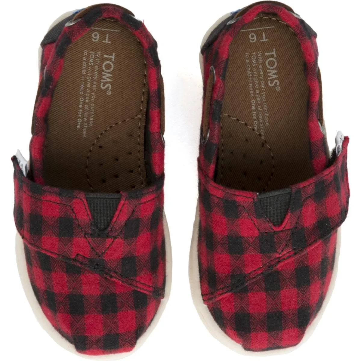 Tiny Toms: Bimini Black/Red Plaid Flats