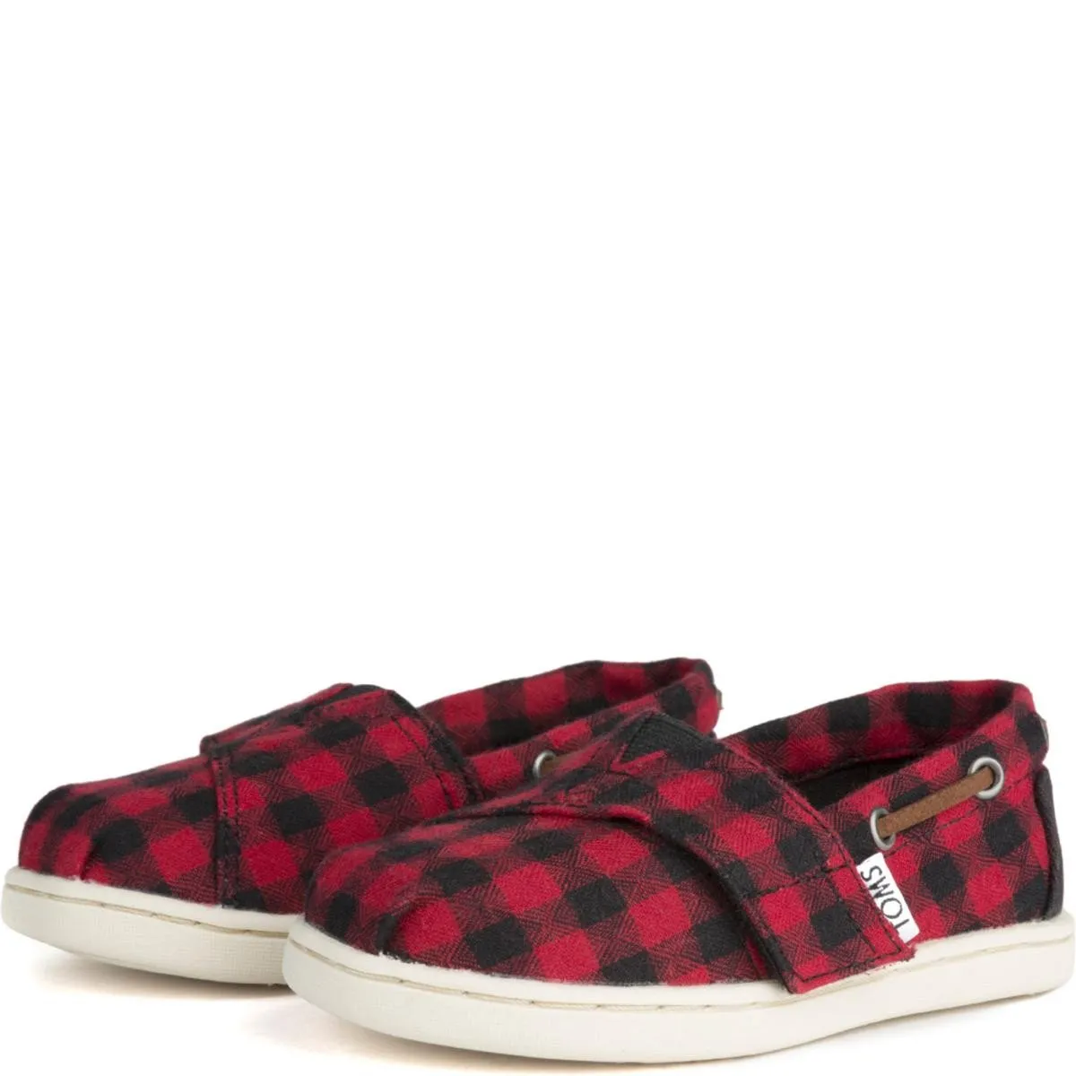 Tiny Toms: Bimini Black/Red Plaid Flats