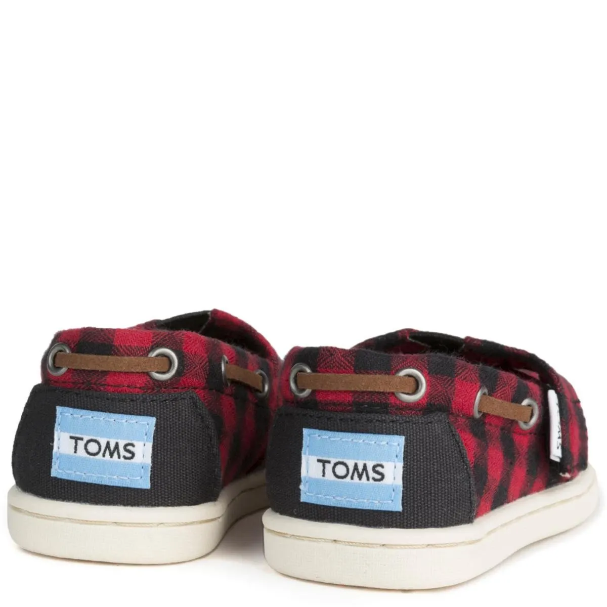 Tiny Toms: Bimini Black/Red Plaid Flats