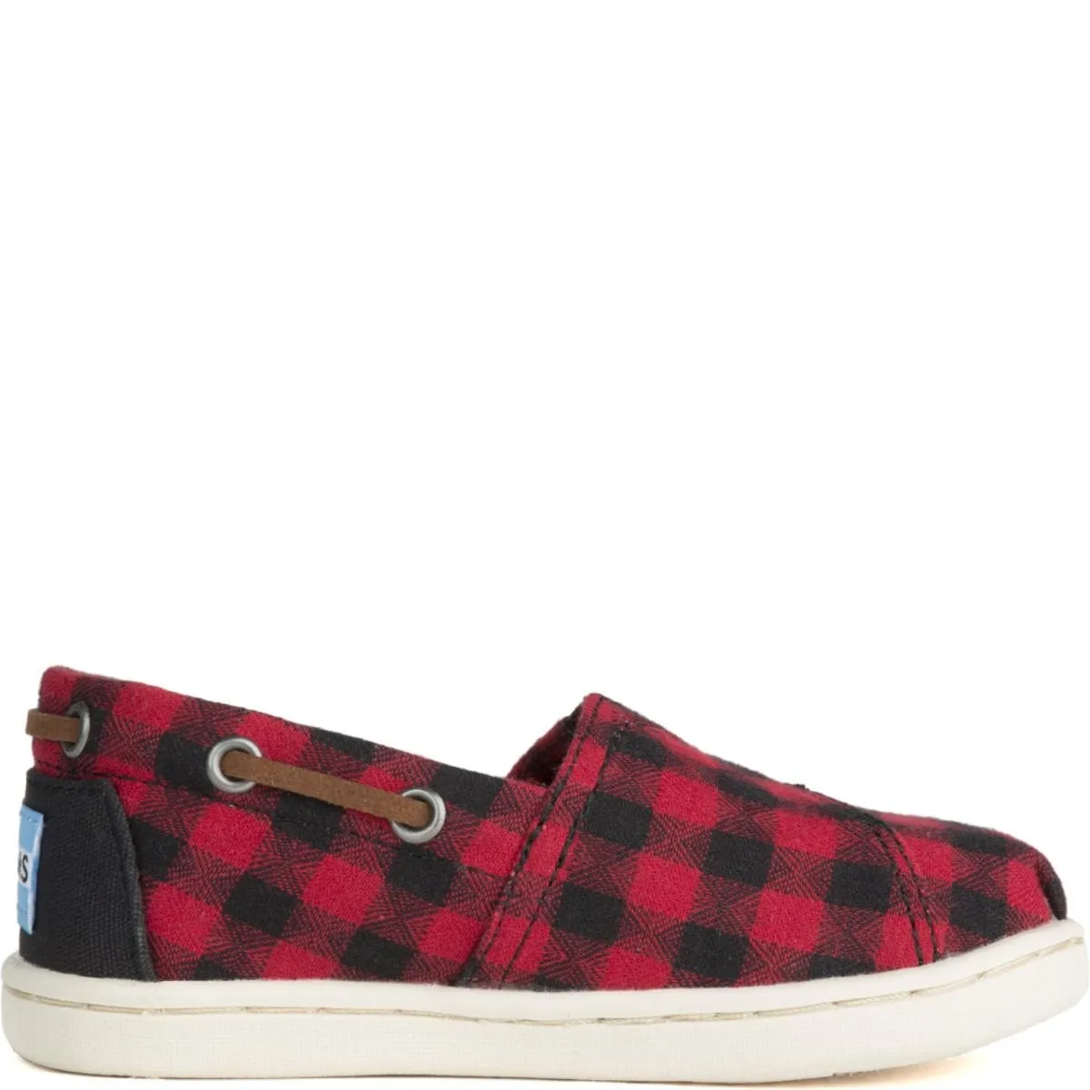 Tiny Toms: Bimini Black/Red Plaid Flats