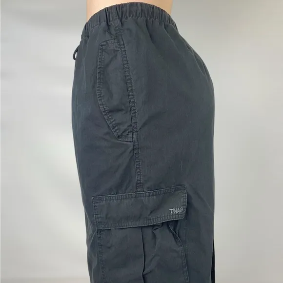 TNA ARITZIA Cargo MIDI Drawstring Skirt Slit Casual Lightweight Embroidered