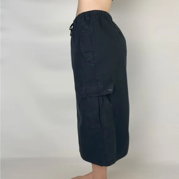 TNA ARITZIA Cargo MIDI Drawstring Skirt Slit Casual Lightweight Embroidered