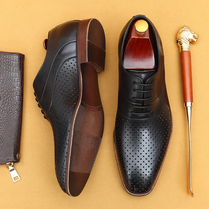 Top Layer Cowhide Men's Leather Shoes Summer Casual Leather Shoes Hollow Men's Shoes Real Cowhide Breathable Business Formal Wear Leather Sandals68898
