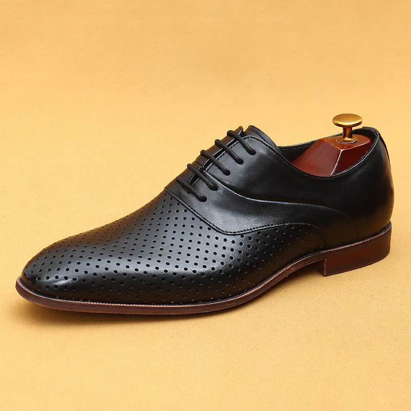 Top Layer Cowhide Men's Leather Shoes Summer Casual Leather Shoes Hollow Men's Shoes Real Cowhide Breathable Business Formal Wear Leather Sandals68898