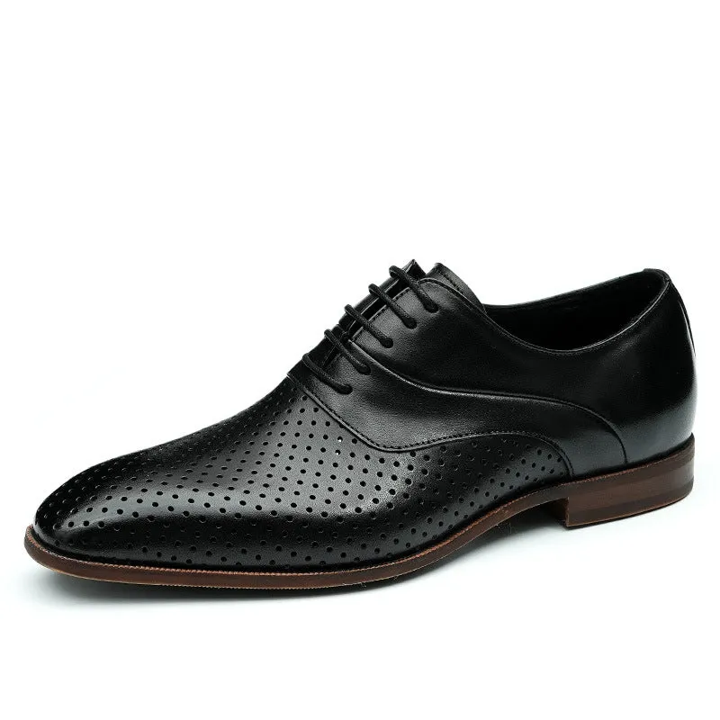 Top Layer Cowhide Men's Leather Shoes Summer Casual Leather Shoes Hollow Men's Shoes Real Cowhide Breathable Business Formal Wear Leather Sandals68898