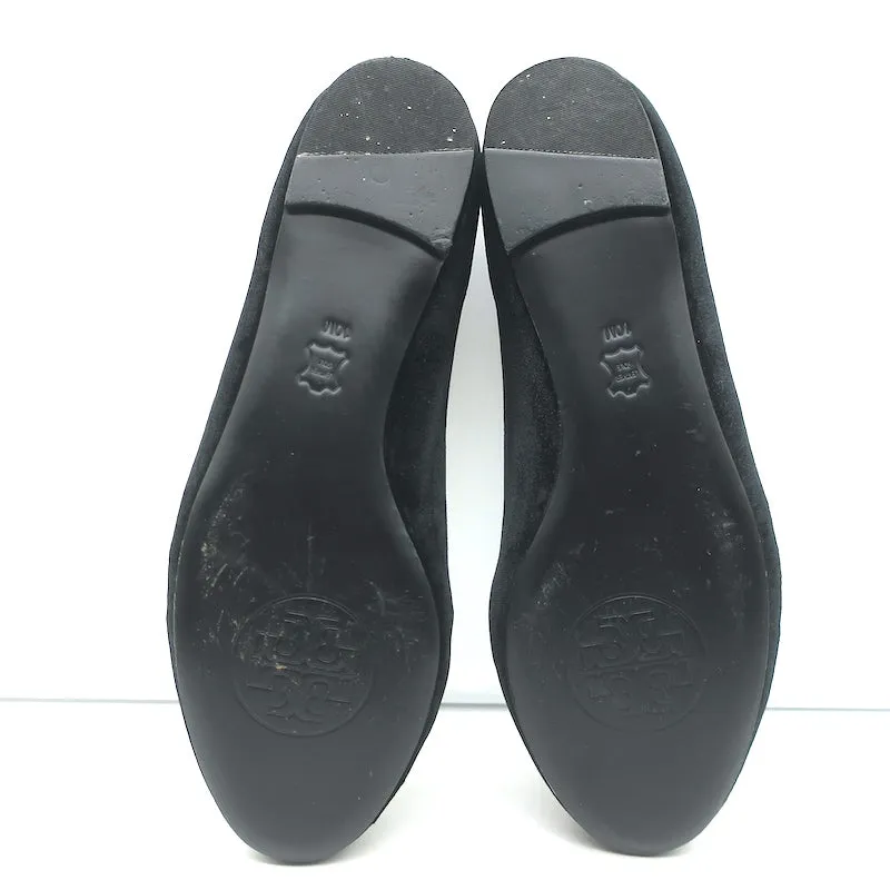Tory Burch Easton Scarab Smoking Slippers Black Velvet Size 10 Slip-On Flats