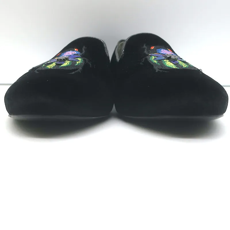Tory Burch Easton Scarab Smoking Slippers Black Velvet Size 10 Slip-On Flats