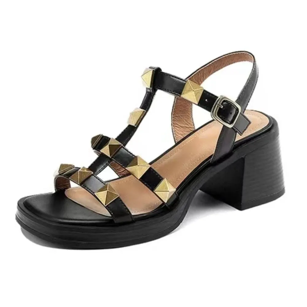Trendy Rivet Roman High Heels for Women