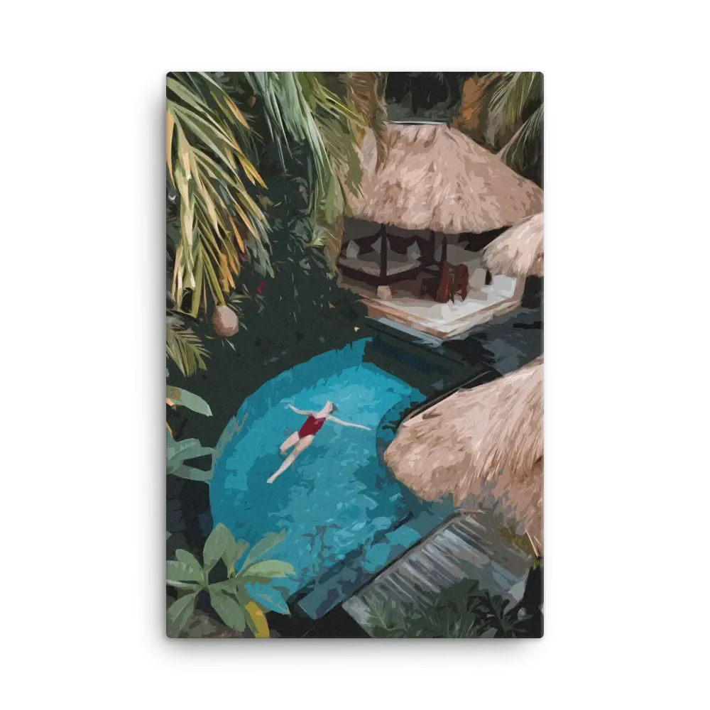 Tropical Serenity – Abstract Lady in a Beautiful Tropical Pool Canvas Print