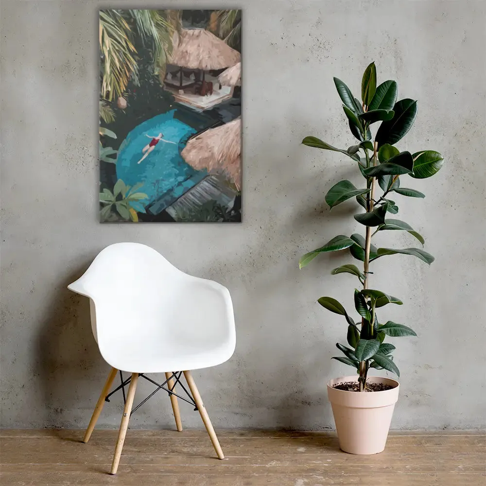 Tropical Serenity – Abstract Lady in a Beautiful Tropical Pool Canvas Print