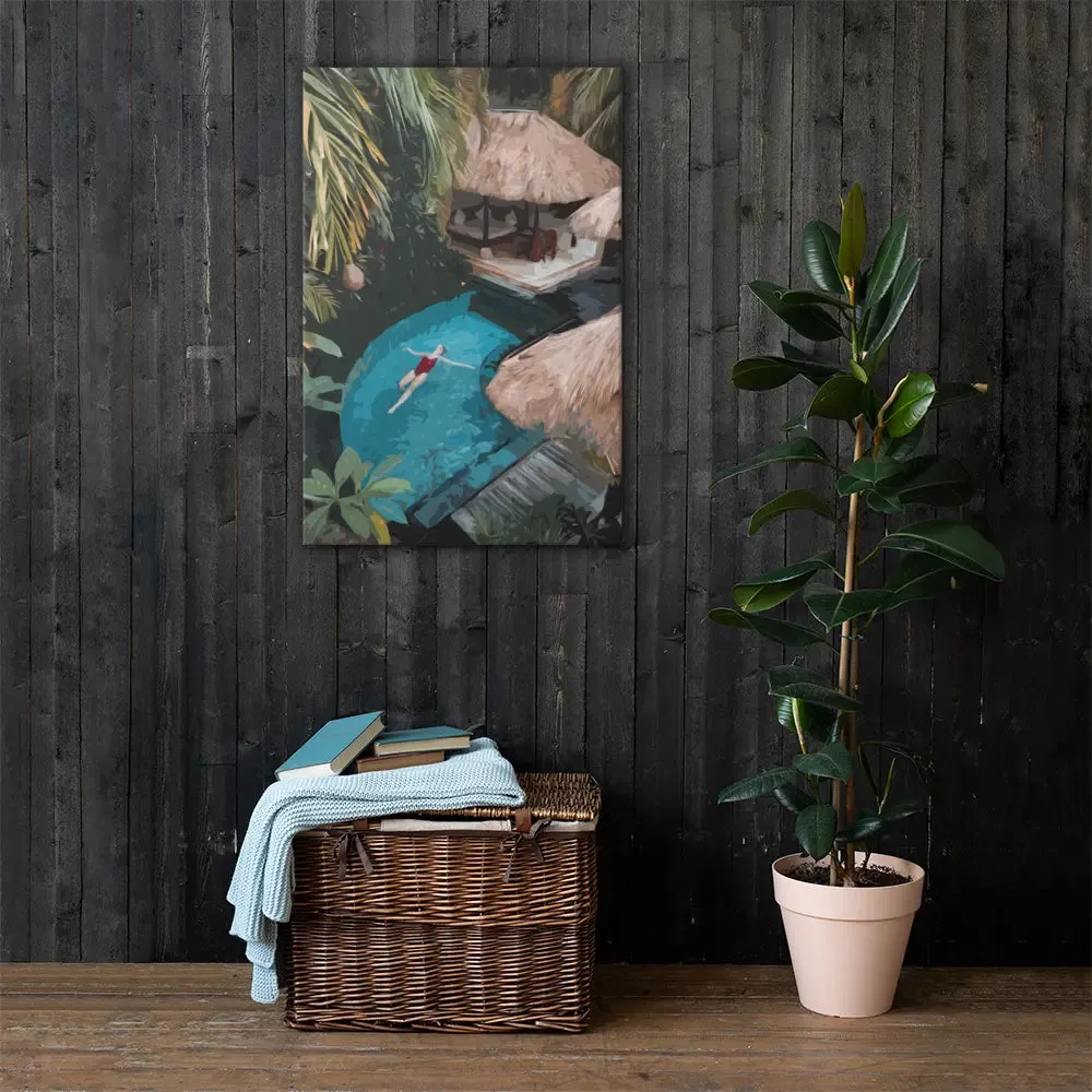 Tropical Serenity – Abstract Lady in a Beautiful Tropical Pool Canvas Print