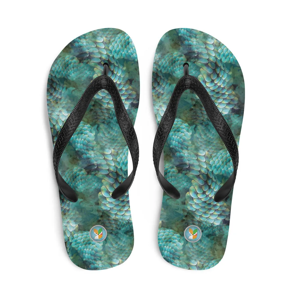 Turquoise Snakeskin - Flip-Flops