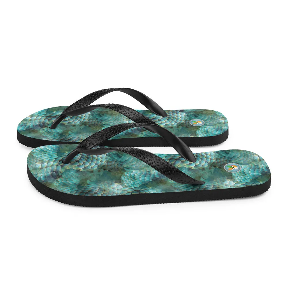Turquoise Snakeskin - Flip-Flops