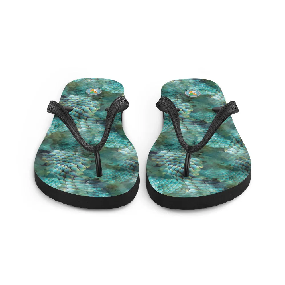 Turquoise Snakeskin - Flip-Flops