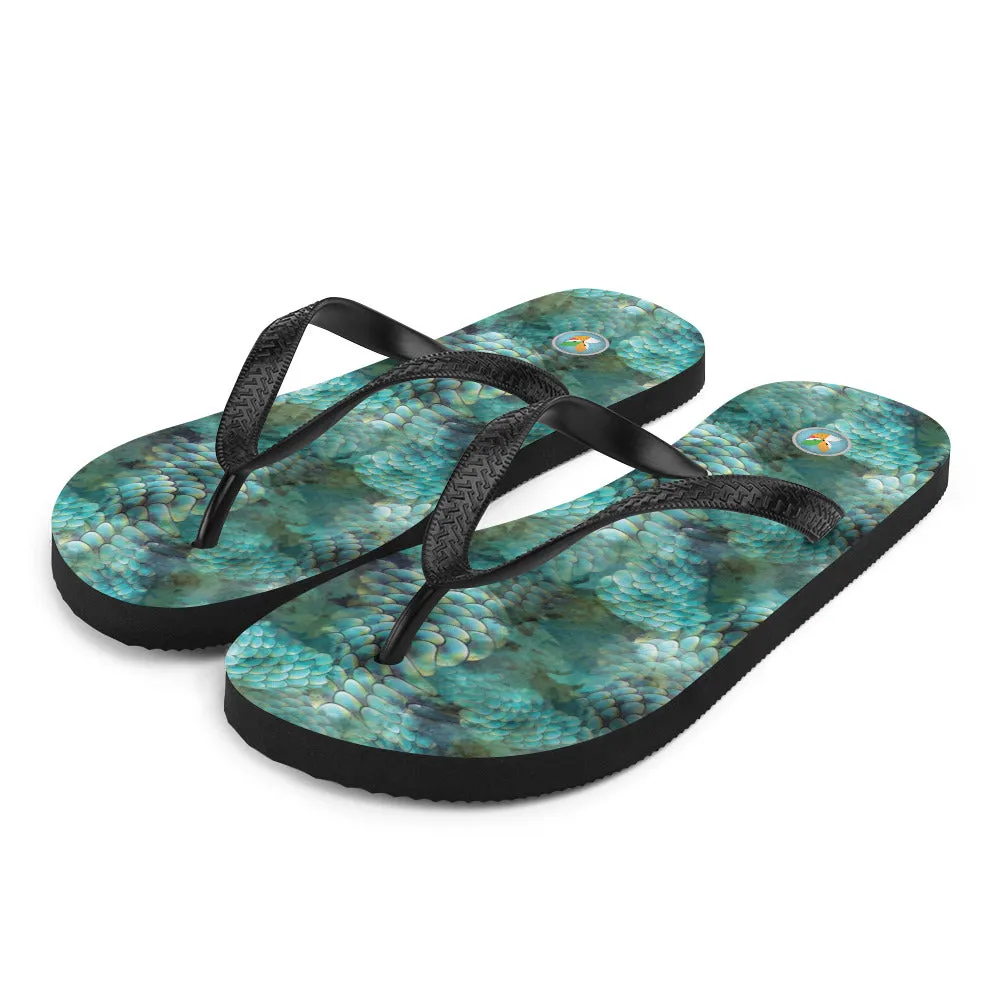 Turquoise Snakeskin - Flip-Flops