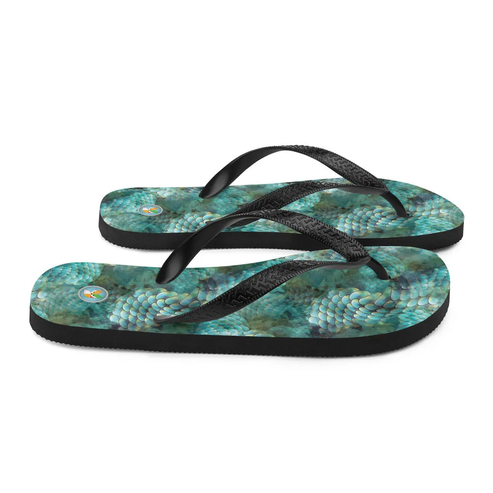 Turquoise Snakeskin - Flip-Flops