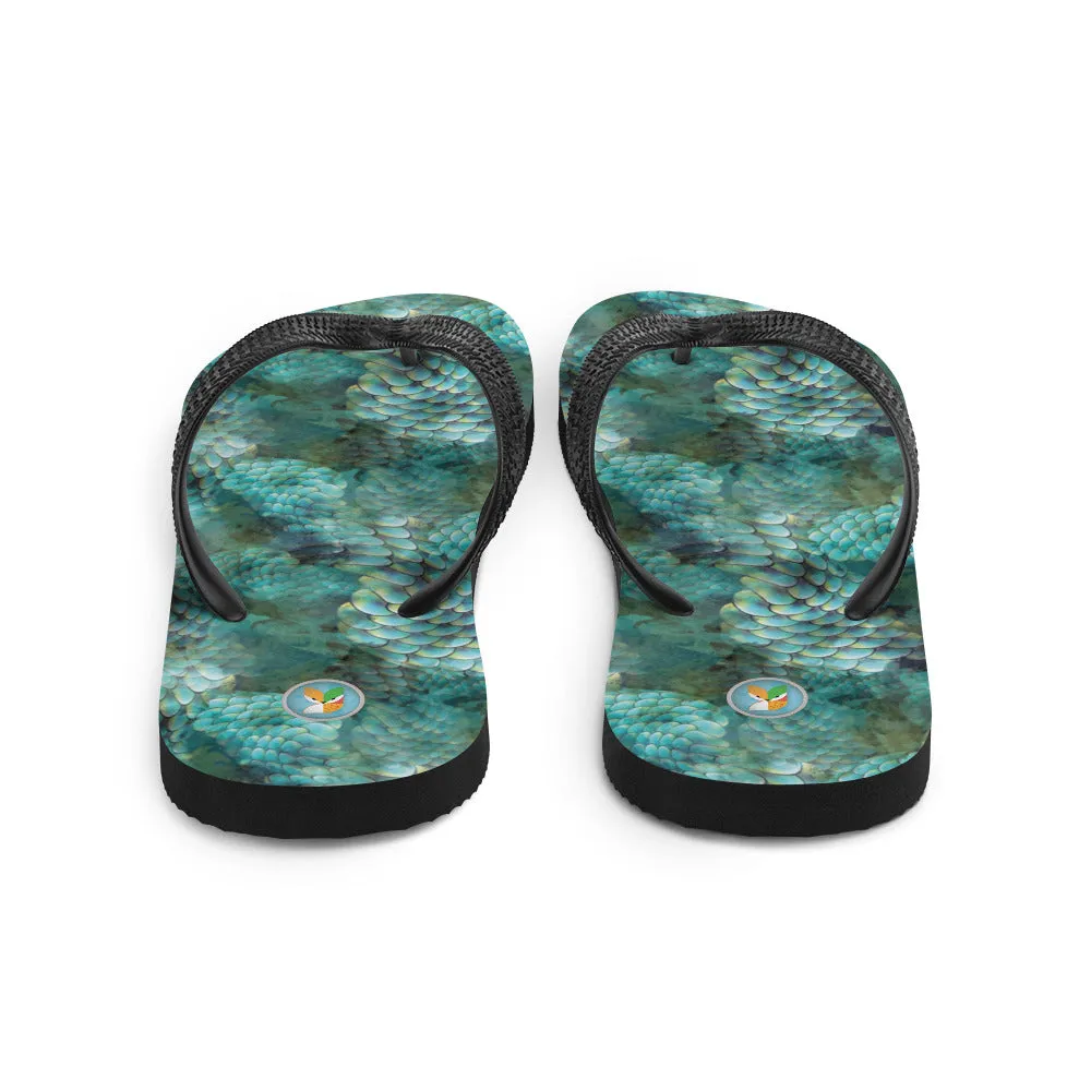Turquoise Snakeskin - Flip-Flops