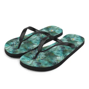 Turquoise Snakeskin - Flip-Flops