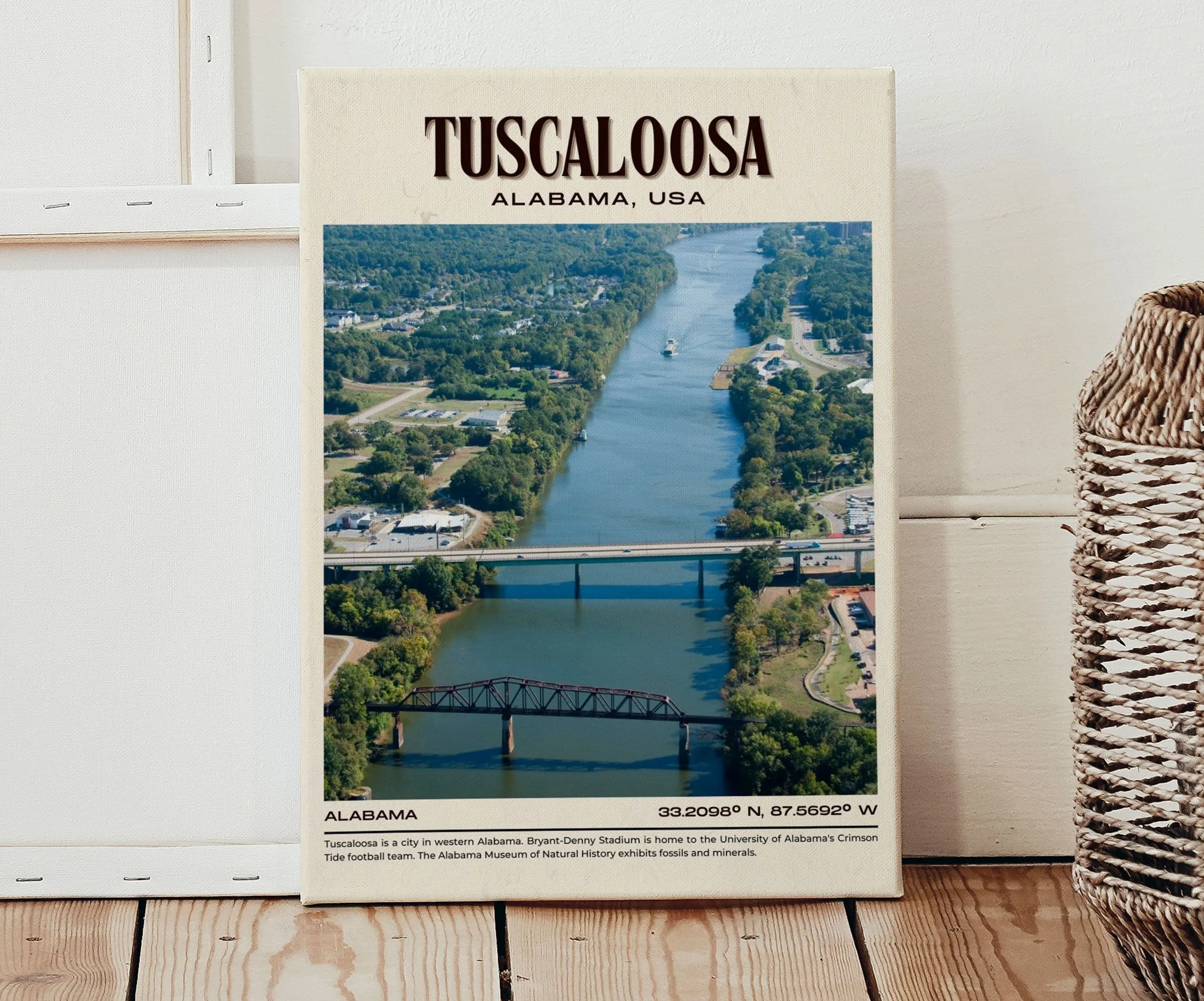 Tuscaloosa Vintage Wall Art, Alabama, USA