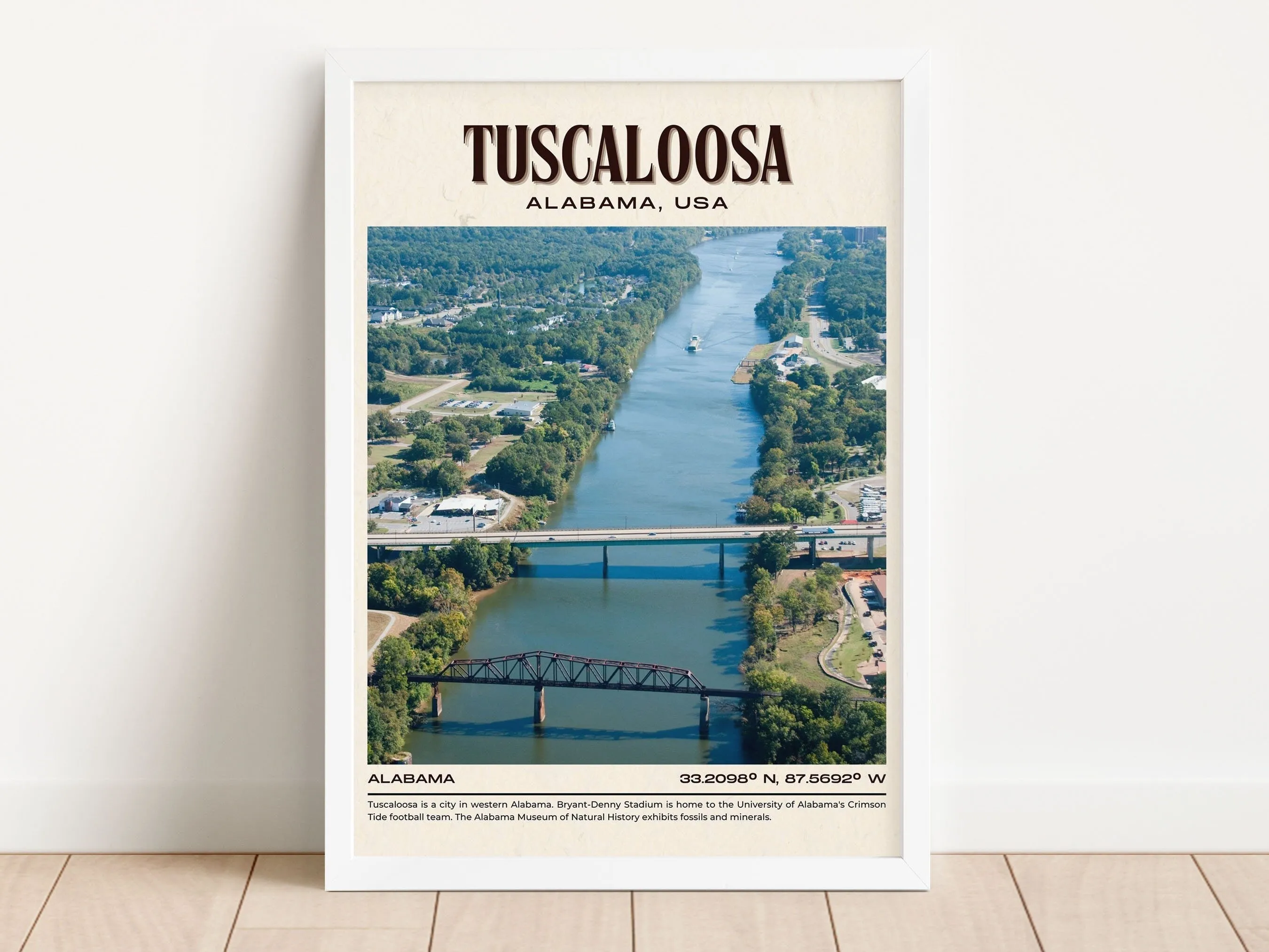 Tuscaloosa Vintage Wall Art, Alabama, USA