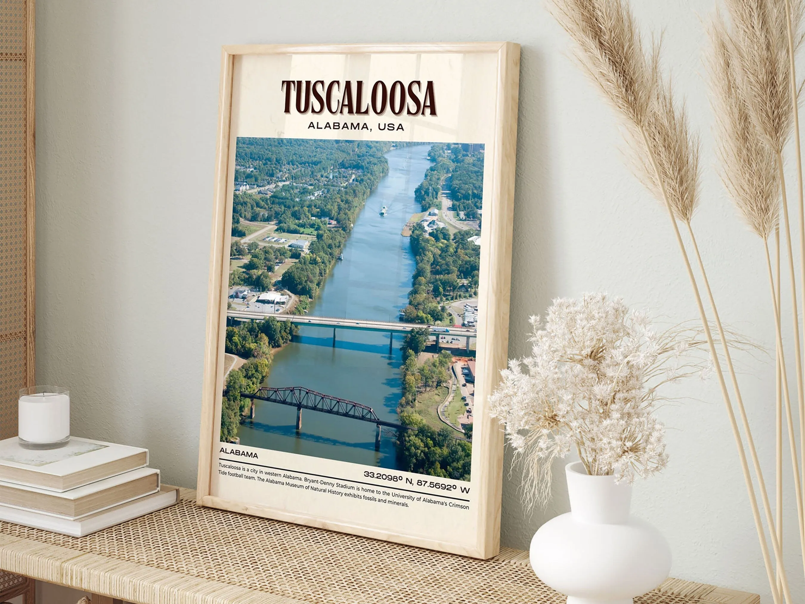 Tuscaloosa Vintage Wall Art, Alabama, USA