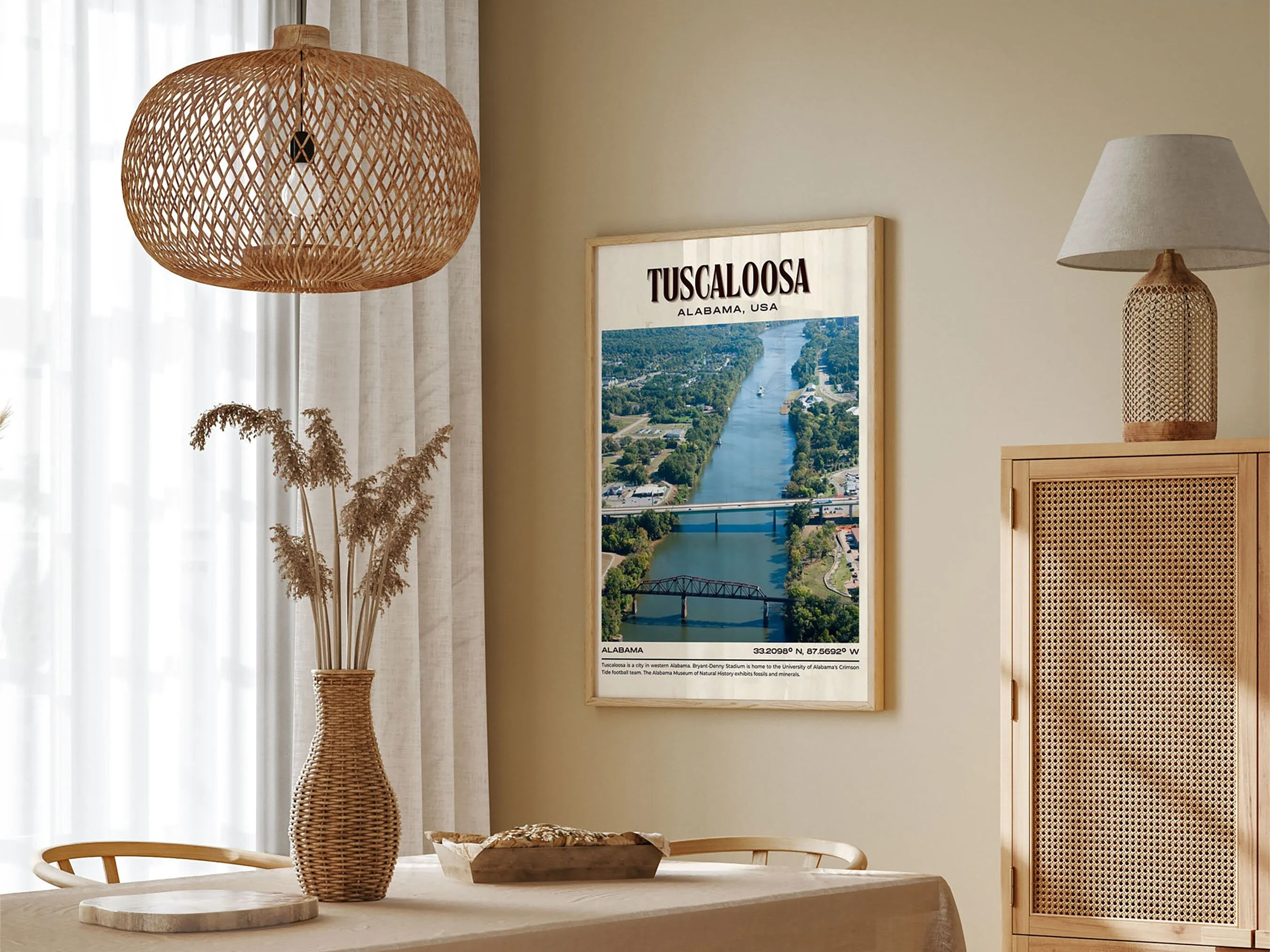 Tuscaloosa Vintage Wall Art, Alabama, USA