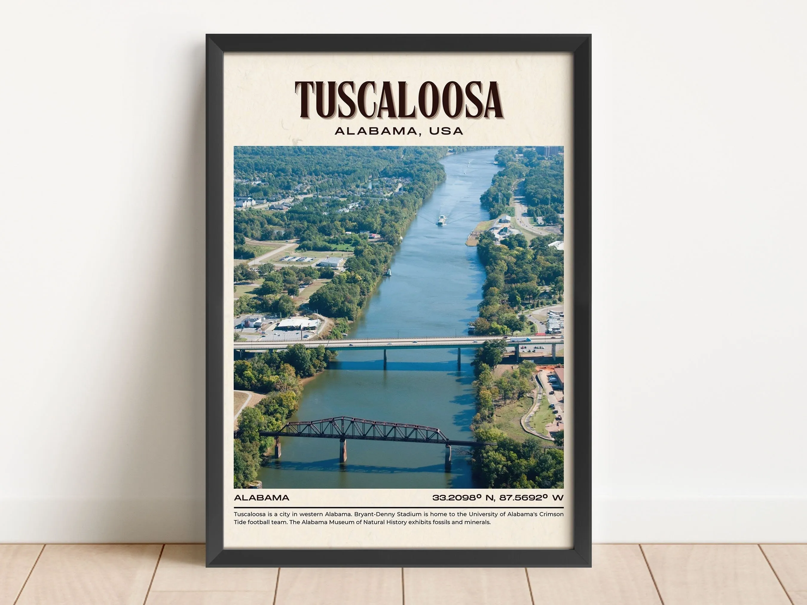 Tuscaloosa Vintage Wall Art, Alabama, USA