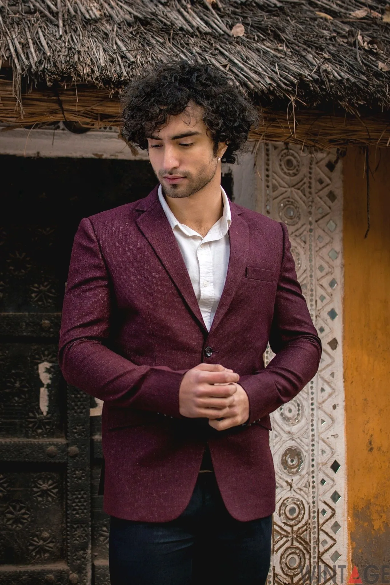 Tweed Maroon Blazer