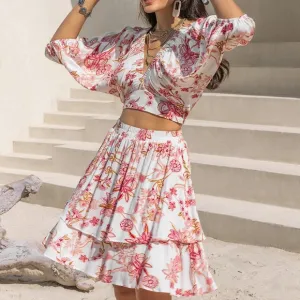 Two-piece Set Half Sleeve Top and Skirt Set