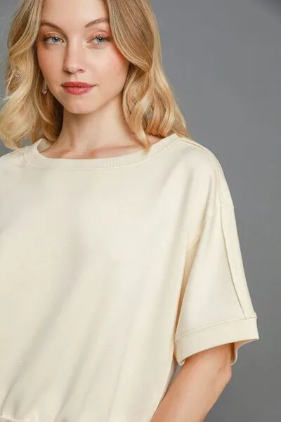 Umgee Full Size Lightweight Cropped Sweatshirt Plus Size