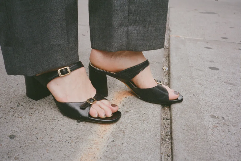 UNA SANDAL, BLACK CALF