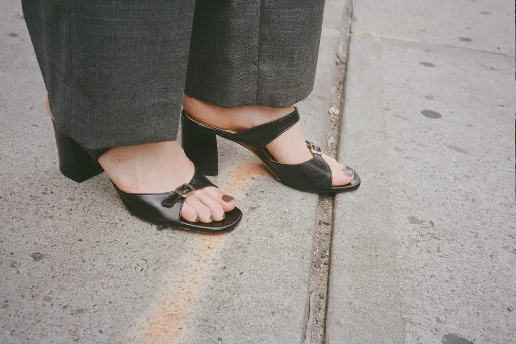 UNA SANDAL, BLACK CALF