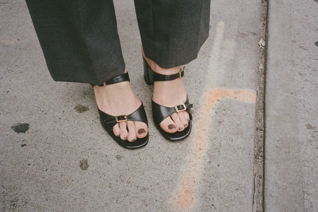 UNA SANDAL, BLACK CALF