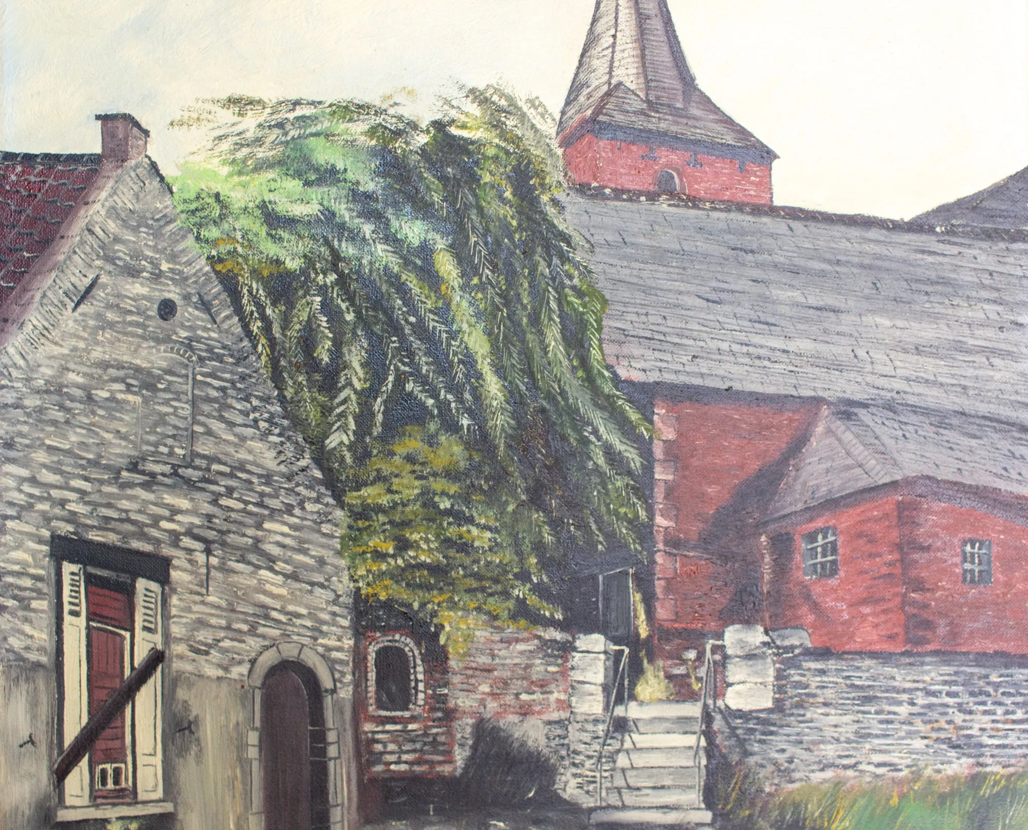 Unframed Vintage French Painting Signed & Dated 1980
