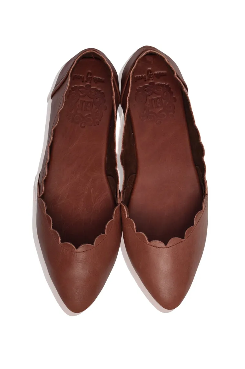 Valentina Leather Ballet Flats in Black