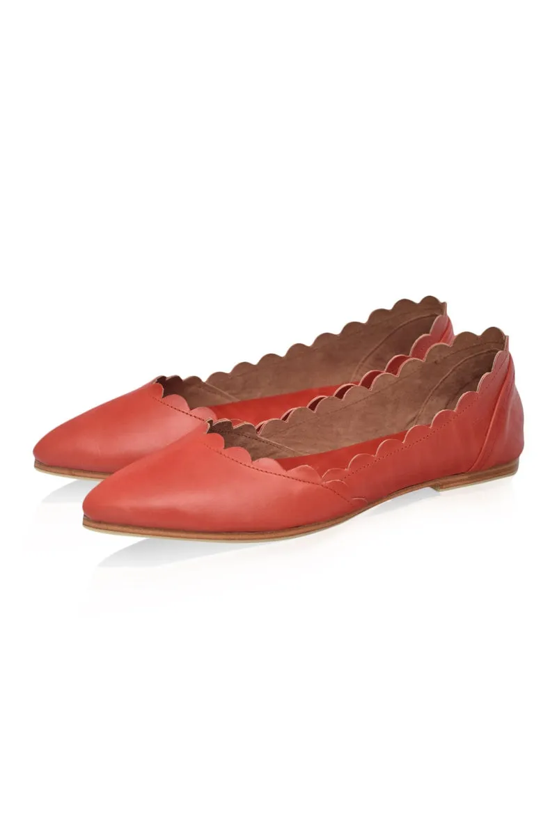 Valentina Leather Ballet Flats in Black