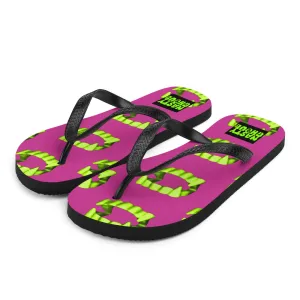 Vampire Teeth Fang Flip-Flops All Over Print / Pink & Neon Green