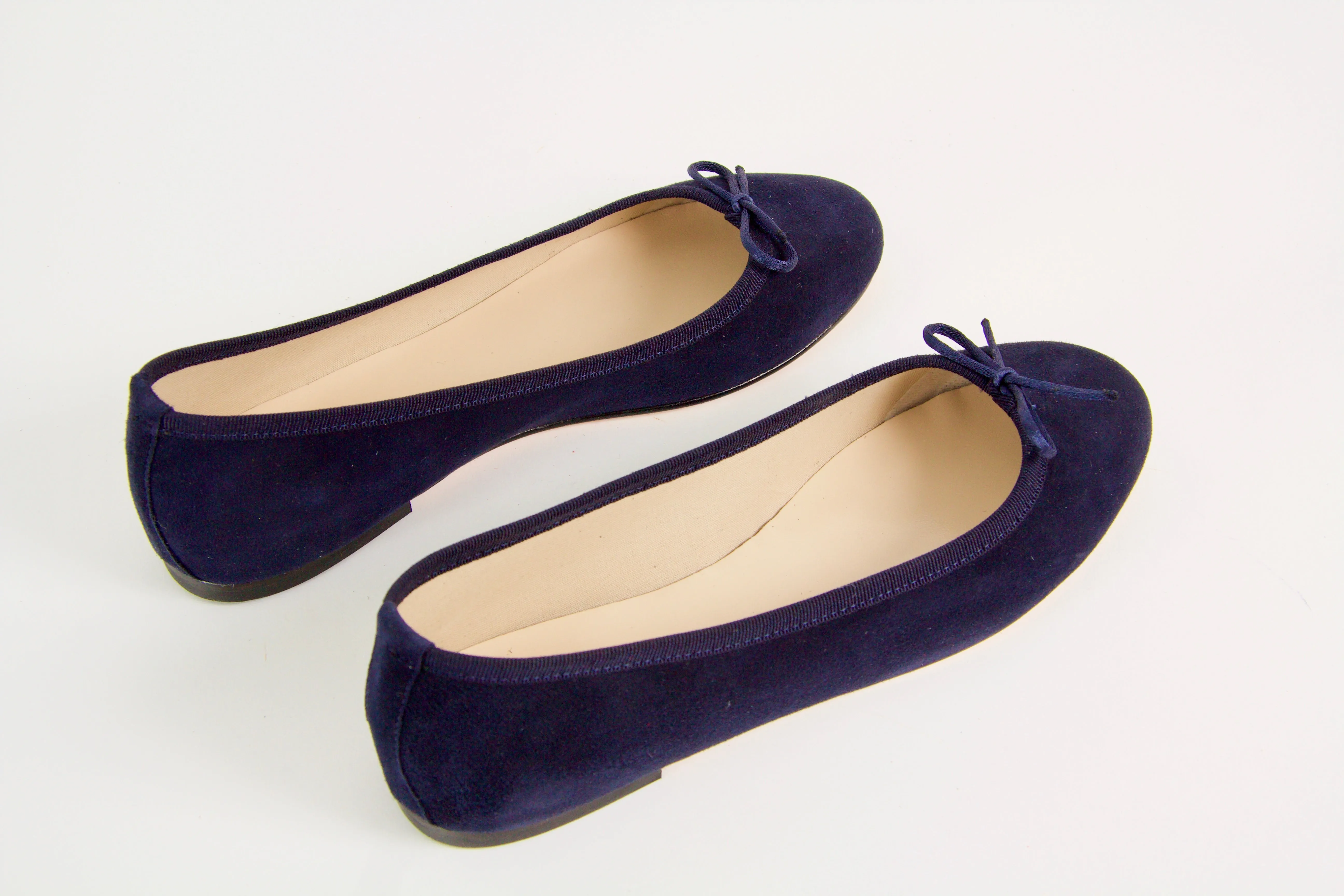 Vanessa Navy Suede Ballerina Shoes