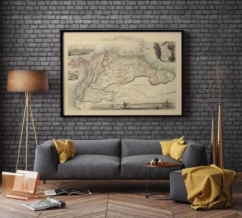 Venezuela, New Granada, Equador and The Guayanas Map Print| Vintage Map Print