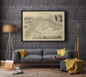 Venezuela, New Granada, Equador and The Guayanas Map Print| Vintage Map Print