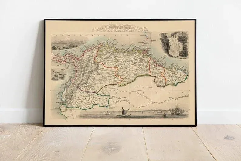Venezuela, New Granada, Equador and The Guayanas Map Print| Vintage Map Print