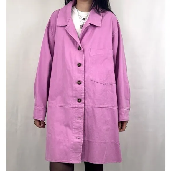 Venus Pink Plus Size Canvas Shacket