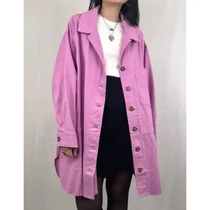 Venus Pink Plus Size Canvas Shacket
