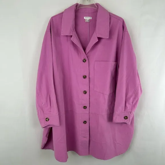 Venus Pink Plus Size Canvas Shacket