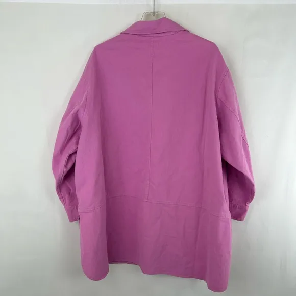 Venus Pink Plus Size Canvas Shacket