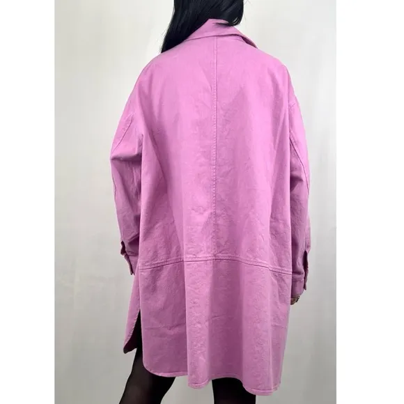 Venus Pink Plus Size Canvas Shacket