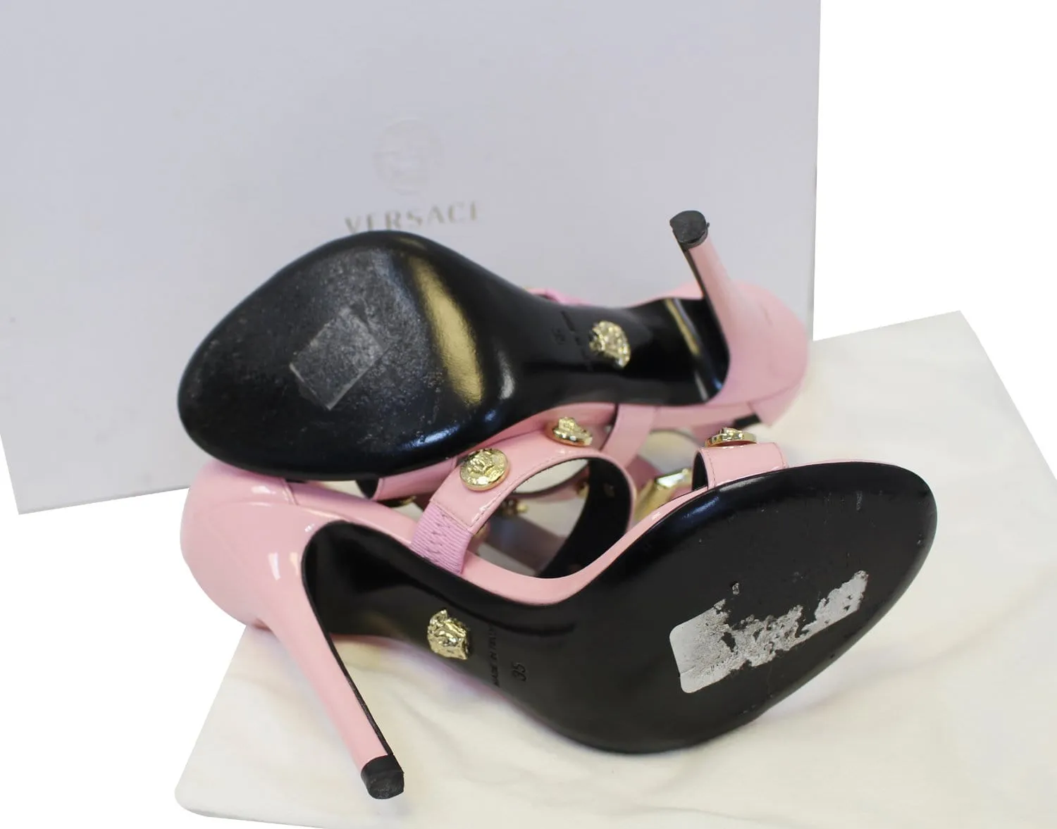 Versace Medusa Studded Heels Sandals Size 35 - Last Call