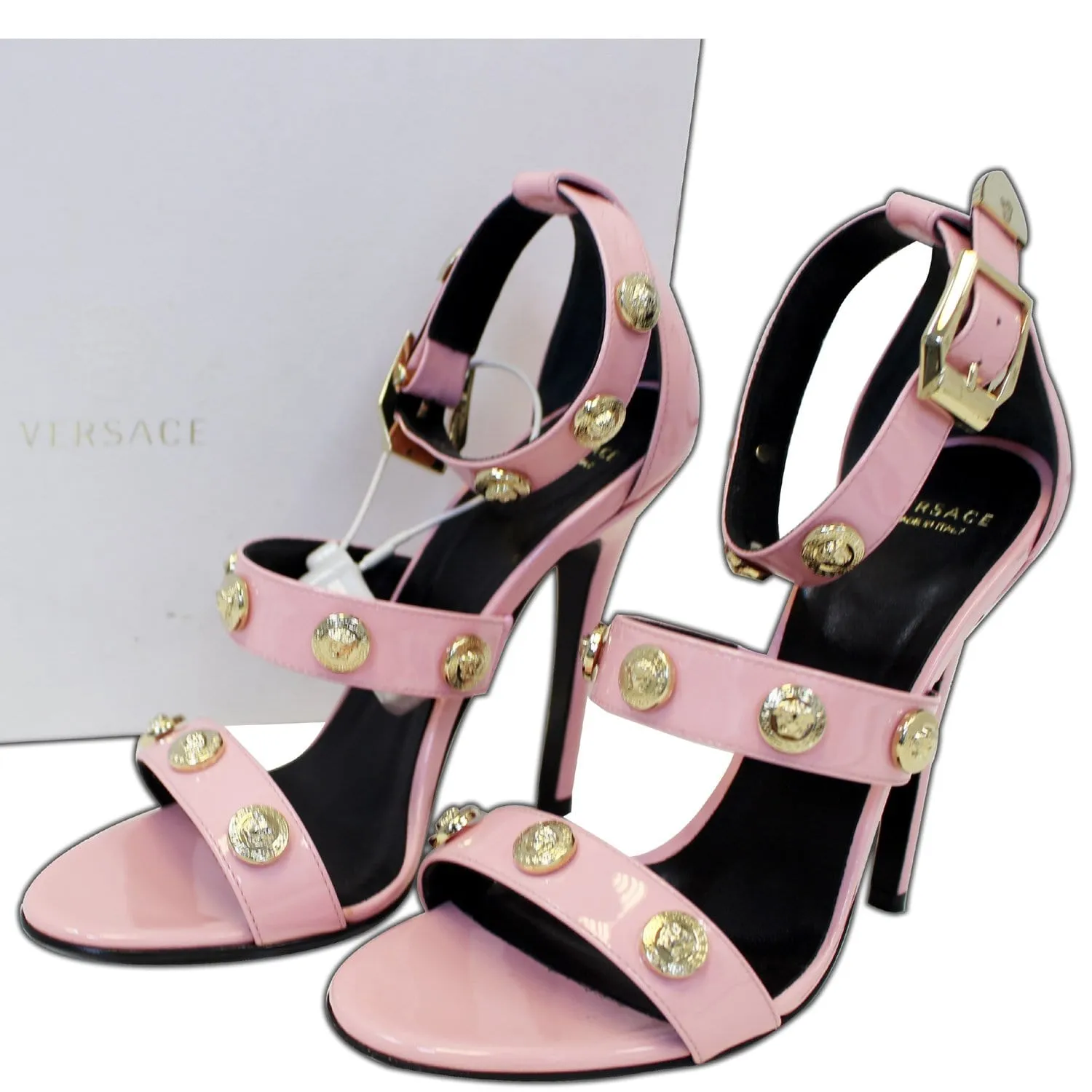 Versace Medusa Studded Heels Sandals Size 35 - Last Call
