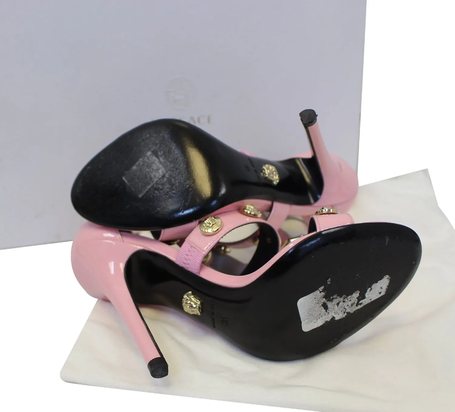 Versace Medusa Studded Heels Sandals Size 35 - Last Call